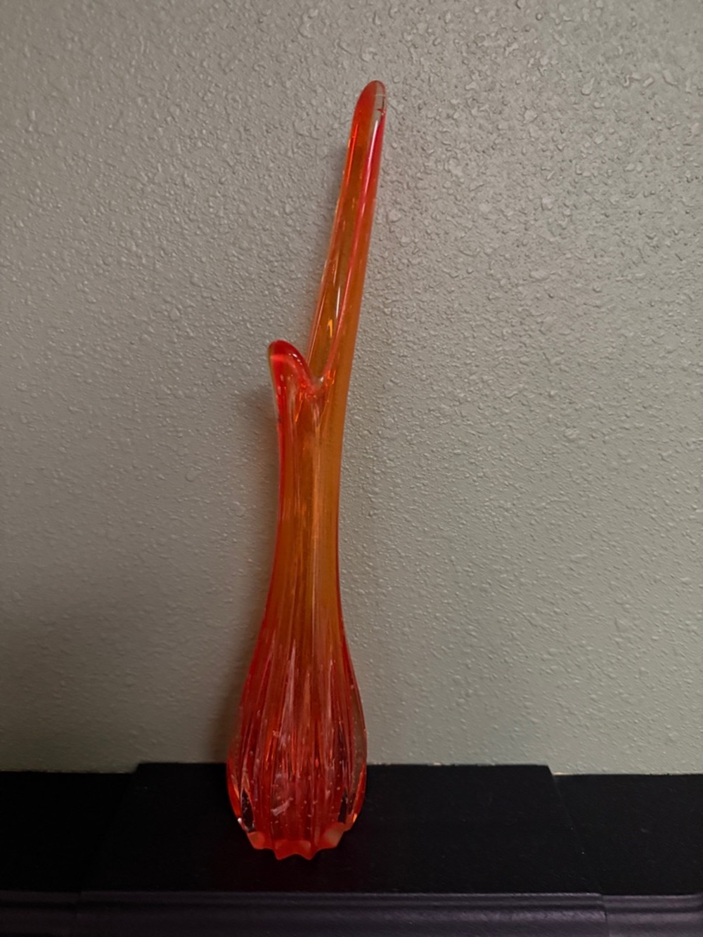 Orange Handblown Glass Bud Vase - Contemporary Accent - Picture 3 of 3